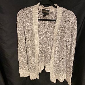 Black, gray and white cardigan